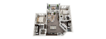 Two Bedroom Two Bathroom 3D Floor Plan